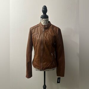 Guess Caramel Faux Leather Biker Jacket